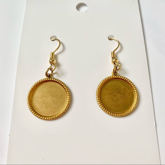 Gold Circle Pendant Earrings - Picture 2 of 11